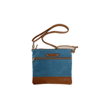 A blue and tan Ellis River Crossbody Bag by Tradevia.