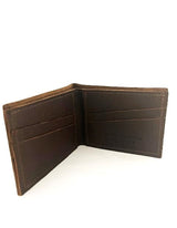 A genuine cowhide leather brown Heritage Wallet with no money, made in USA by Tradevia.