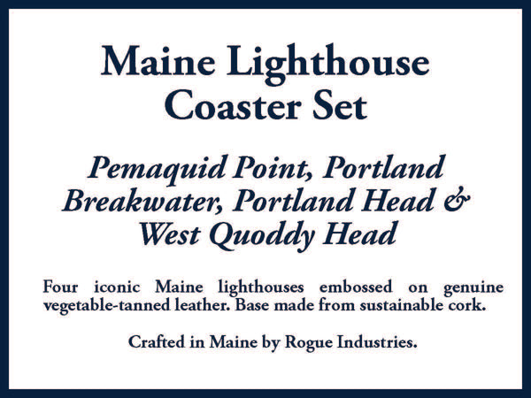 Leather Coasters with Maine Lighthouses Embossing