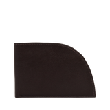 A Tradevia black Napa leather wallet with RFID protection and a curved corner.
