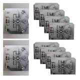 Several metal safes with Tradevia RFID Blocking Package of Credit Card Sleeves/Passport Sleeves.