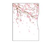 A white Tradevia credit card sleeve with pink cherry blossoms on it, designed for RFID blocking to protect against skimming attacks.