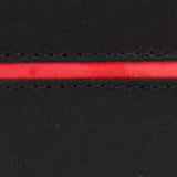 A close up of a black RFID-blocking Rogue Front Pocket Wallet - Red Line from Tradevia.