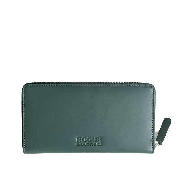 A close up of a Tradevia Leather Smartphone Clutch.