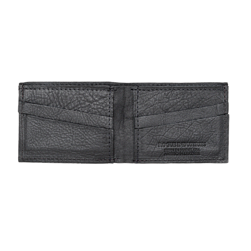 A black Tradevia Heritage Wallet in Bison Leather on a white background.