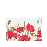 A red and green flower design on Tradevia RFID Blocking Credit Card Sleeves in Poppies.