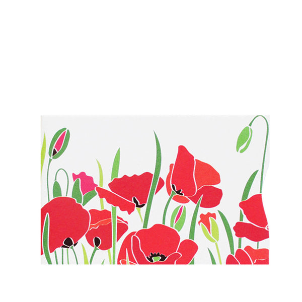 A red and green flower design on Tradevia RFID Blocking Credit Card Sleeves in Poppies.