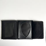 A premium Leather Badge Holder Wallet with a black leather cover from Tradevia.