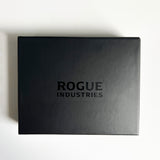 A premium Leather Badge Holder Wallet in black with the words Tradevia on it, designed for first responders.