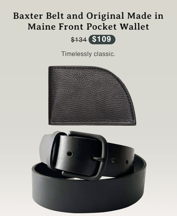 Tradevia Baxter Belt and Made in Maine Rogue Wallet Bundle.