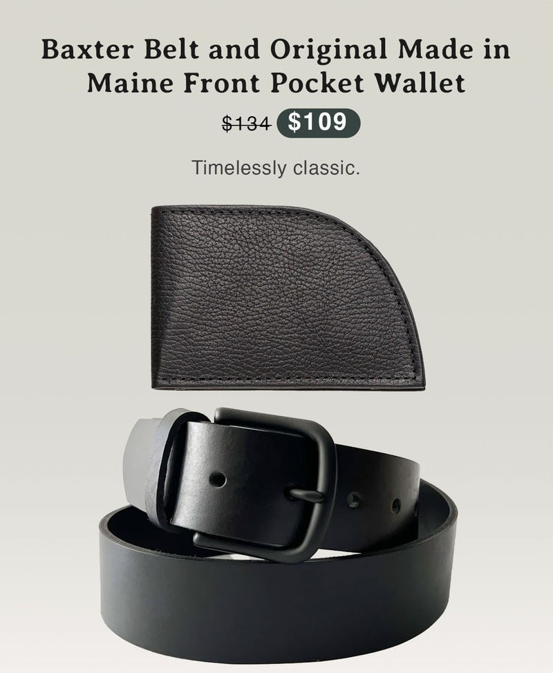 Tradevia Baxter Belt and Made in Maine Rogue Wallet Bundle.