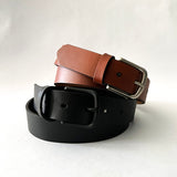 Three Chamberlain Leather Belts on a white background by Tradevia.