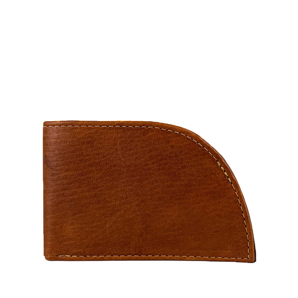A brown genuine leather Deerskin Front Pocket Wallet with stitching by Tradevia.