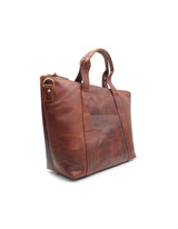 A brown full-grain leather Rockport Leather Weekend Tote on a white background by Tradevia.
