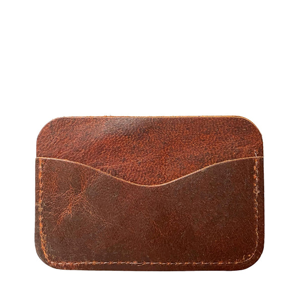 A brown Tradevia Moose Leather Card Case on a white background.