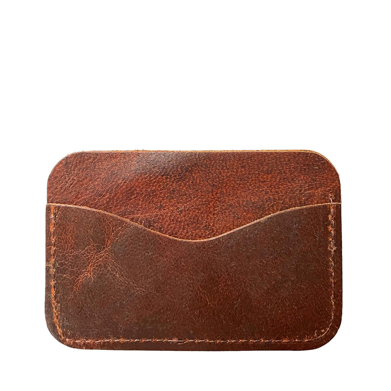 A brown Tradevia Moose Leather Card Case on a white background.
