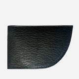 A black Tradevia Nantucket Bison Leather Front Pocket Wallet on a white background.