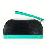 RFID Blocking Clutch - Tradevia - Ostrich Print Teal Front
