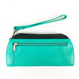 RFID Blocking Clutch - Tradevia - Ostrich Print Teal Back