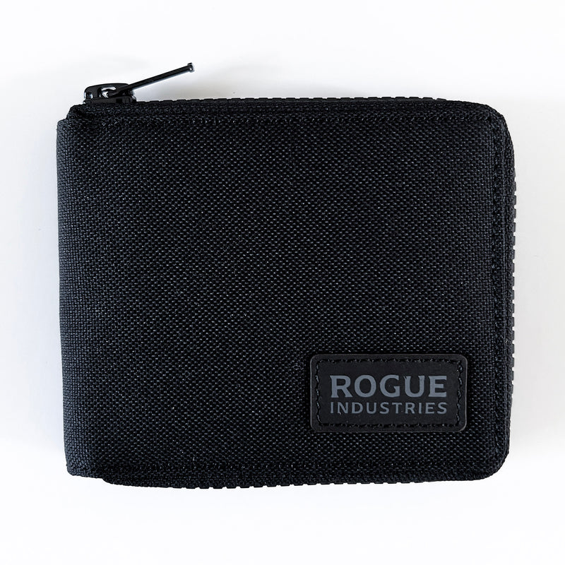Tradevia Nylon Zip Around Wallet - black, premium leather.
