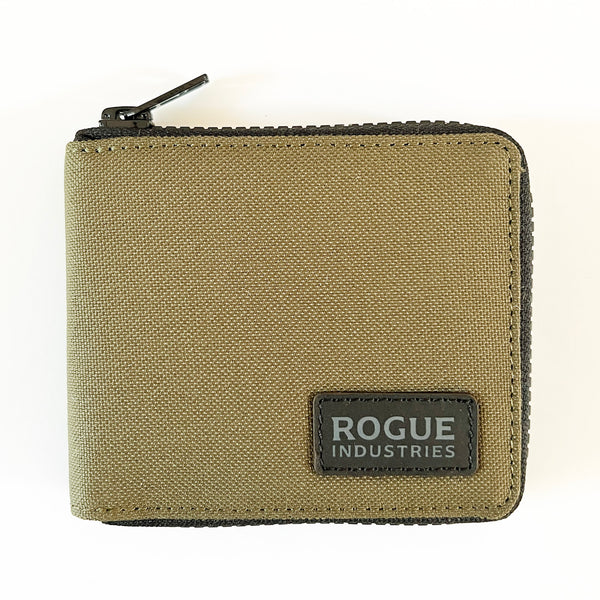 Tradevia Nylon Zip Around Wallet - RFID blocking, khaki.