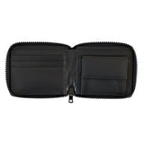 A black Tradevia Nylon Zip Around Wallet on a white background.