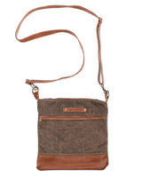 A brown and tan Ellis River Crossbody Bag by Tradevia.