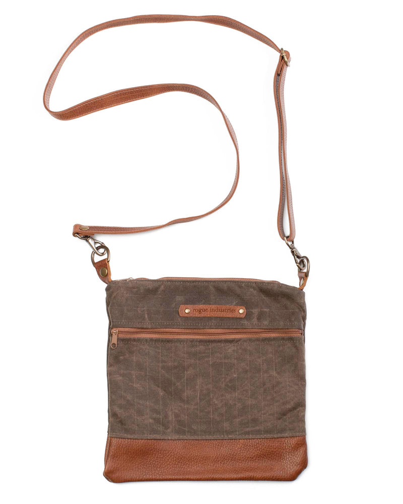 A brown and tan Ellis River Crossbody Bag by Tradevia.