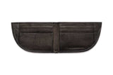A black Expedition Front Pocket Wallet from Tradevia on a white background.