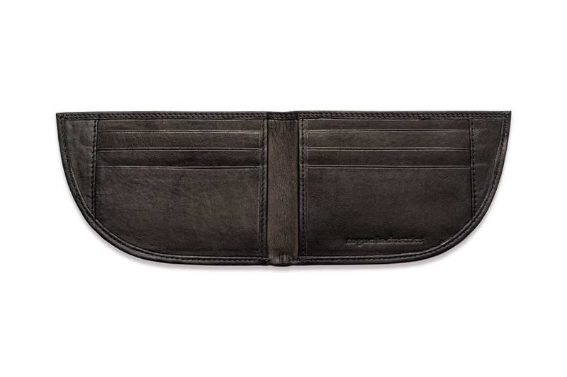 A black Expedition Front Pocket Wallet from Tradevia on a white background.