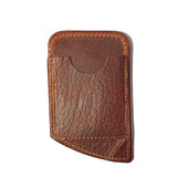 A Tradevia Slim Leather Card Carrier case with stitching, designed for comfortable carry in the front pocket.