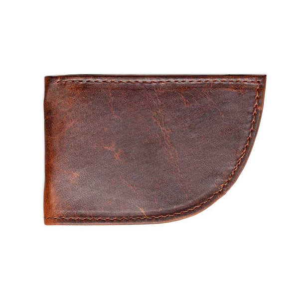 A brown Tradevia Nantucket Front Pocket Wallet in Moose Leather on a white background.