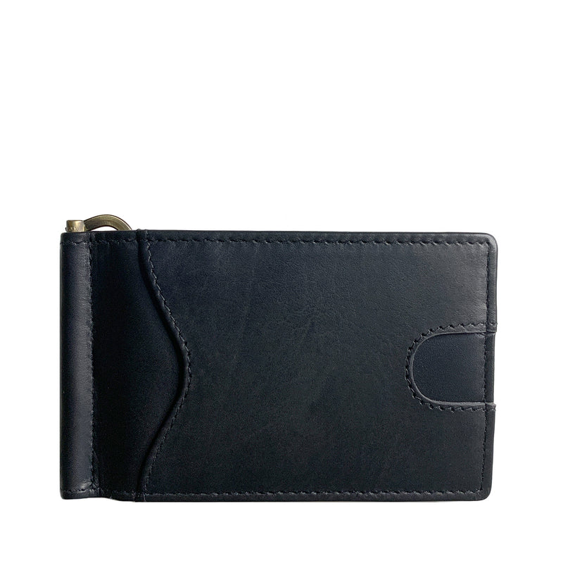A Tradevia Minimalist Wallet with Money Clip with a zipper.