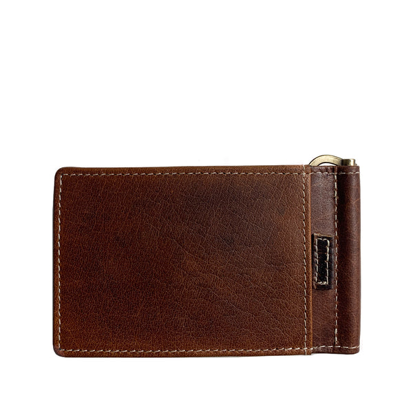 An image of a brown Tradevia Minimalist Wallet with Money Clip.