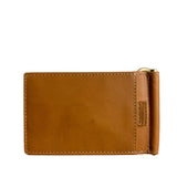 A genuine leather Tradevia Minimalist Wallet with Money Clip on a white background.