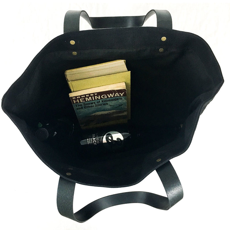 Waxed Canvas and Leather Tote from Tradevia - Black 3