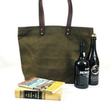 Waxed Canvas and Leather Tote from Tradevia - Green 5
