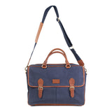 The durable Tradevia waxed canvas laptop bag is on a white background.